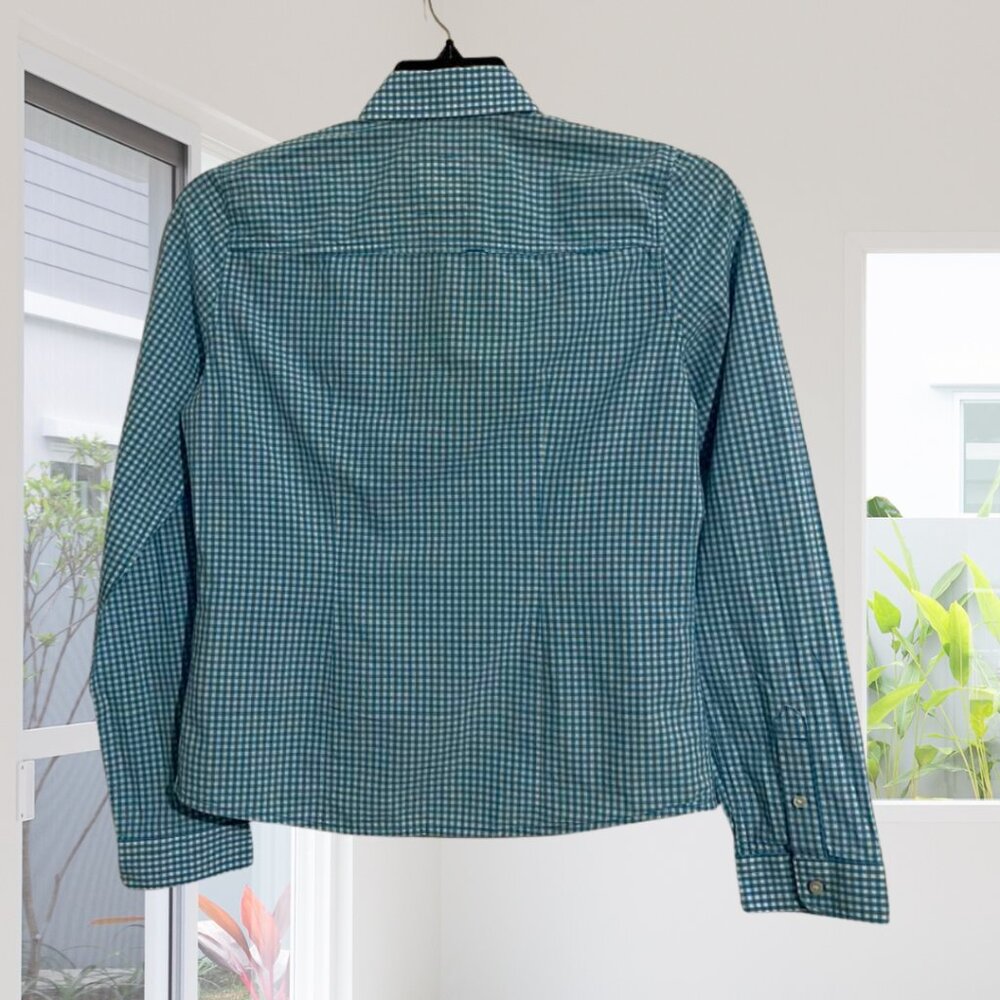2 for $15 Hollister Aqua Blue & White Check Button Down Shirt – Size Medium - Picture 4 of 10
